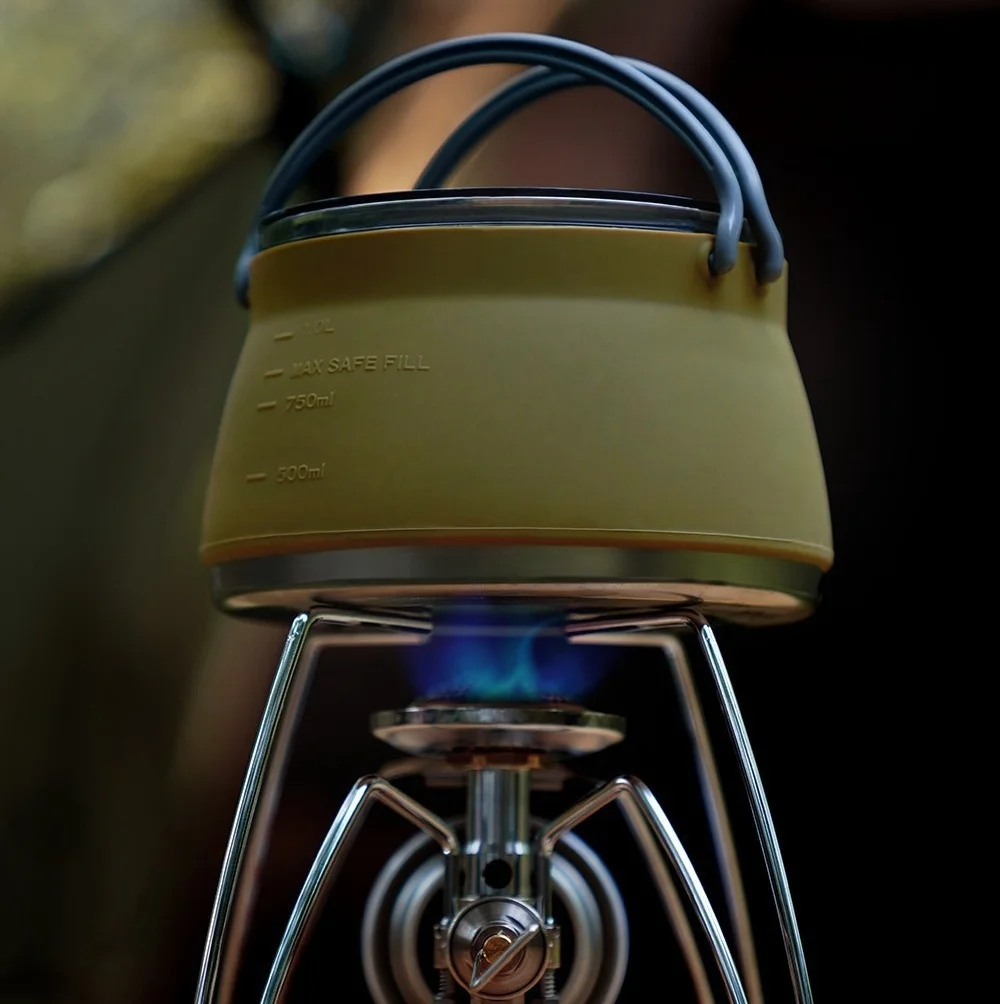 GoalFit 2024 Europe Silicone Folding Pot Outdoor Camping Cooking Portable Kettle with 304 Stainless steel