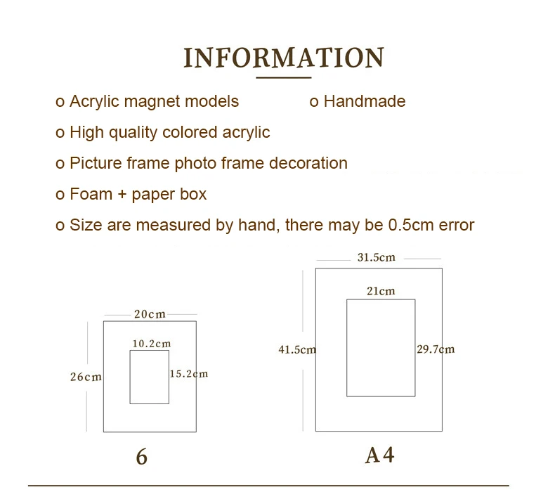 wholesale good quality DIY color acrylic transparent suspension magnetic photo picture frame