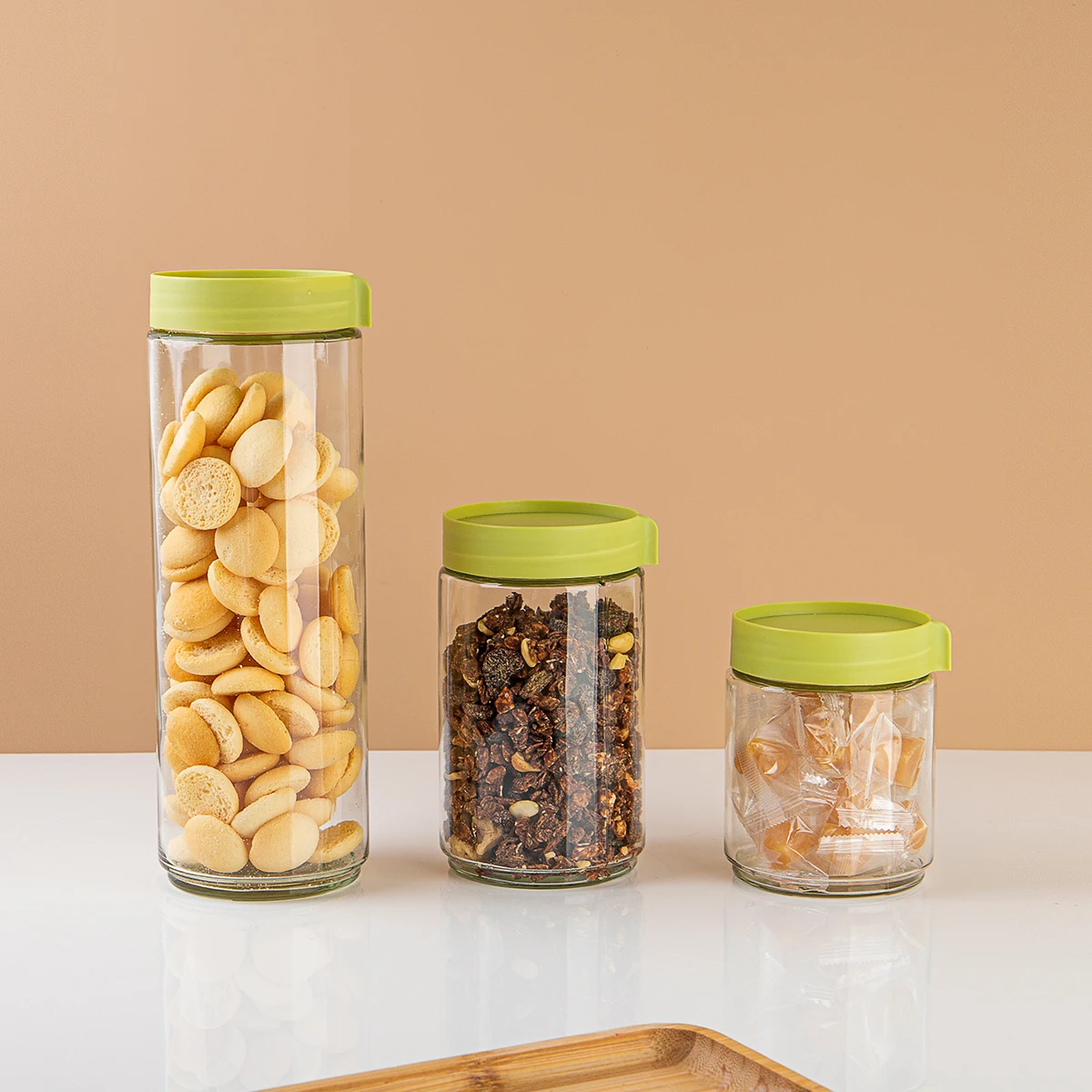 JINGHUANG New Design Kitchen Coffee and Sugar Airtight Kitchenware High Borosilicate Storage Glass Jar