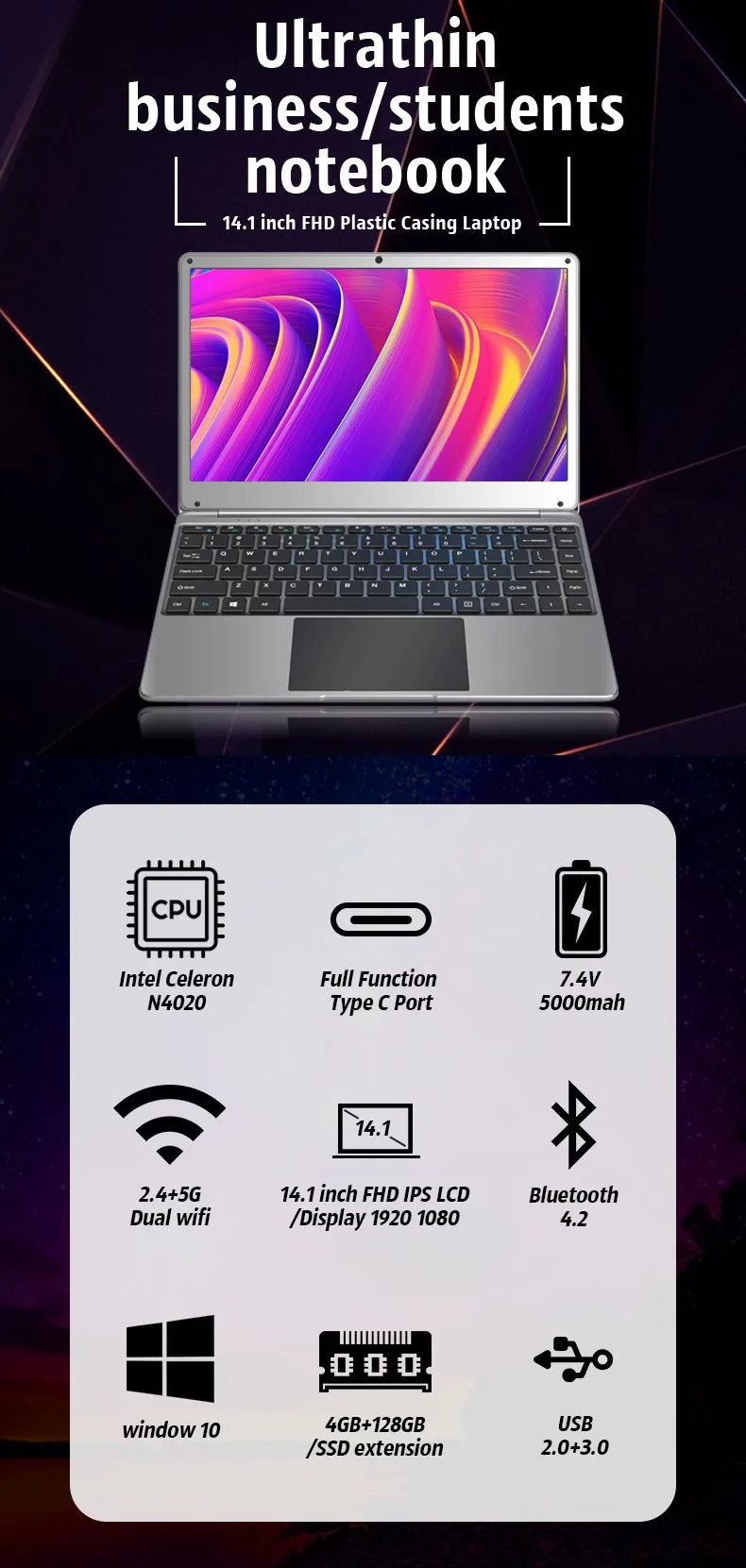 14.1inch Best Business Laptops cheap computer laptop N4020 N4120 Win-dows11 Laptop