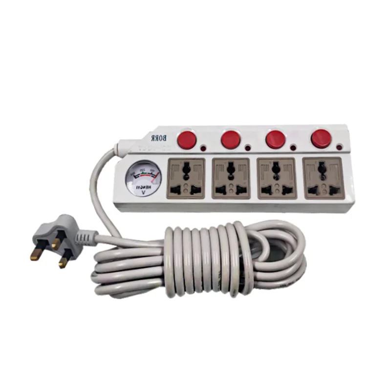 250V 4 gang Europe Universal /electrical Socket/ Extension Outlet/ Plug 3 Pin /power strip/ with Voltmeter