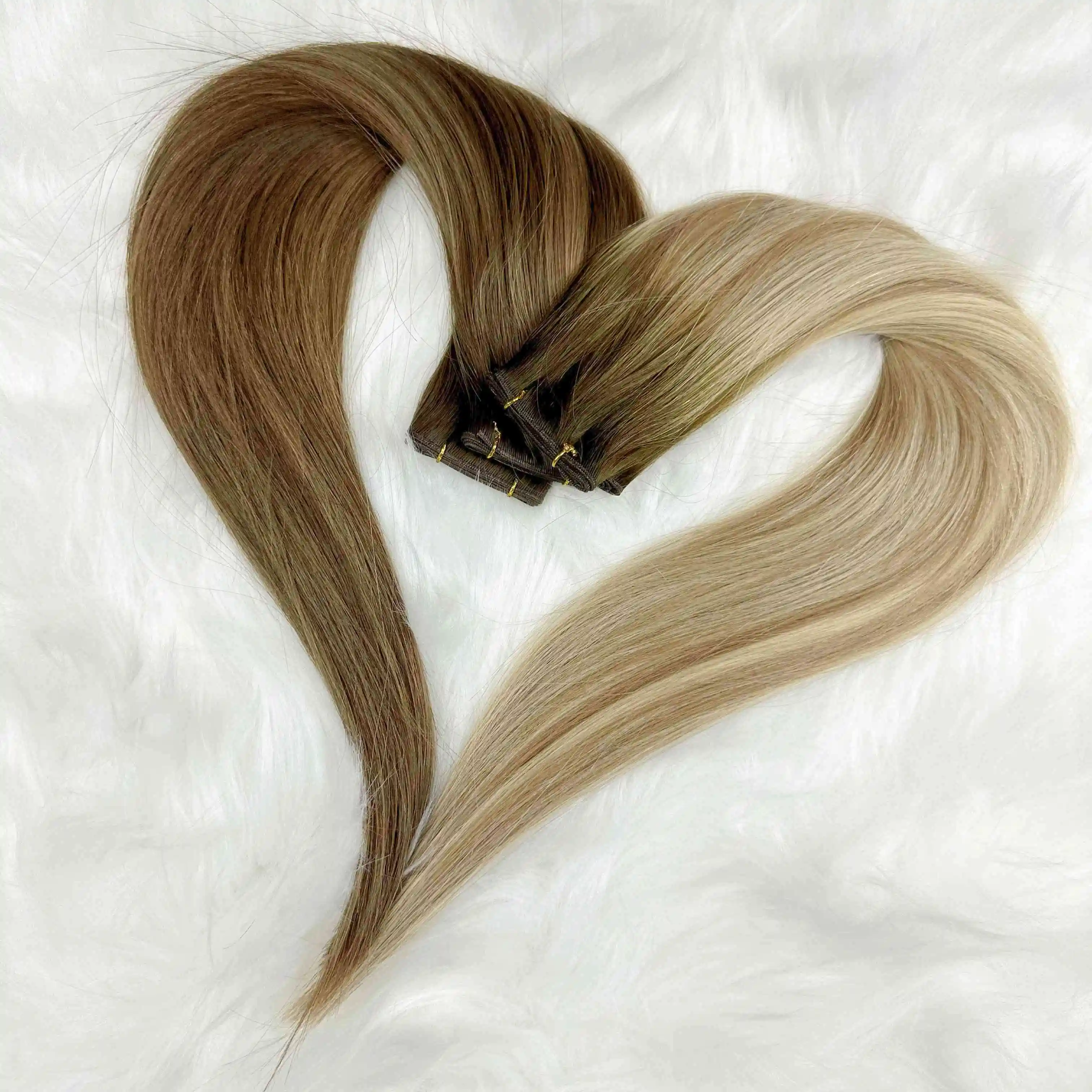 European Virgin Hair Thinnest Invisible Weft No Return Hair Double Drawn Genius Weft Hair Extensions