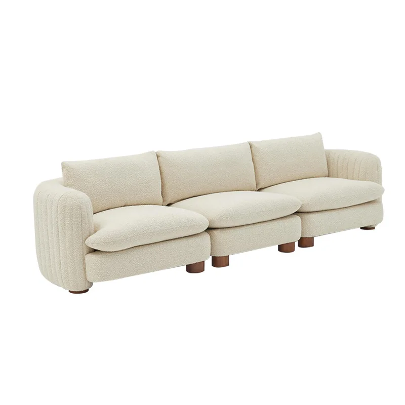 nordic French style beige japandi design teddy fabric upholstered sofa set sectional for living room modern couch