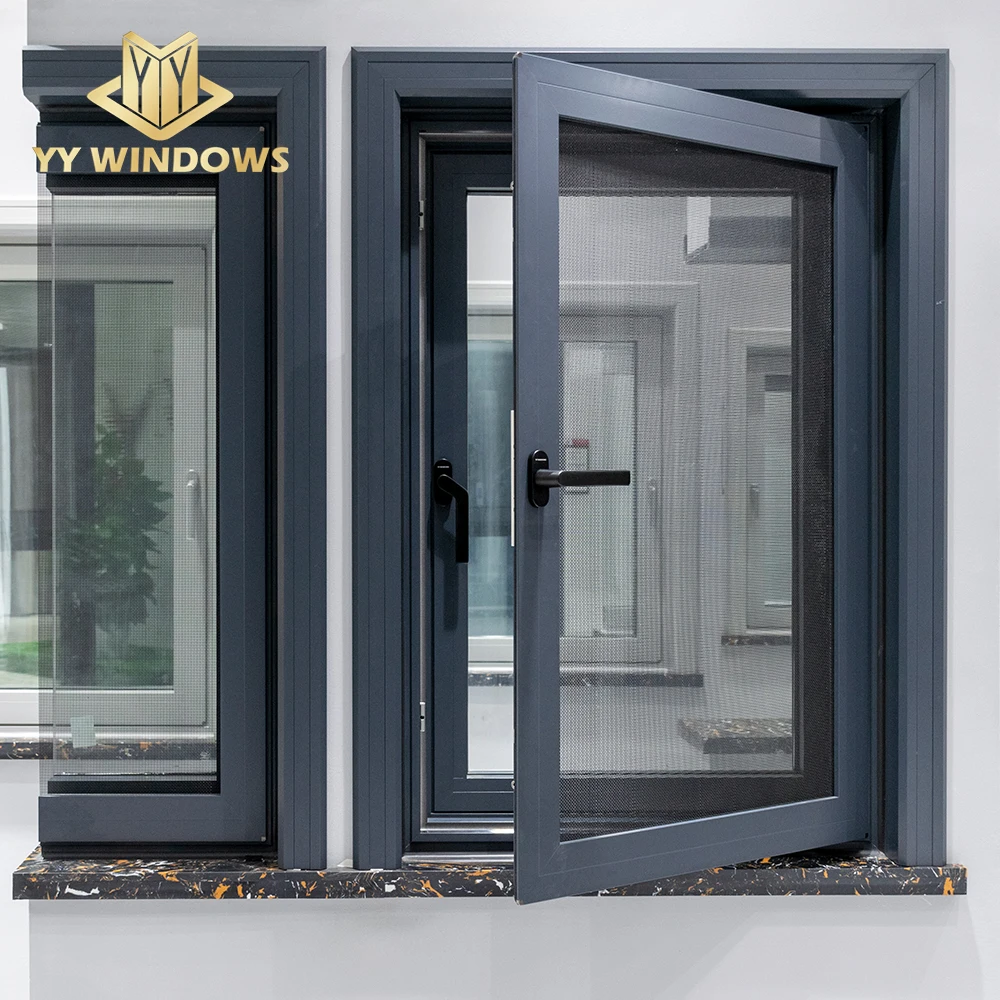 NFRC Standard Thermal Break Windows For Home Double Glazing Casement Windows With Screen