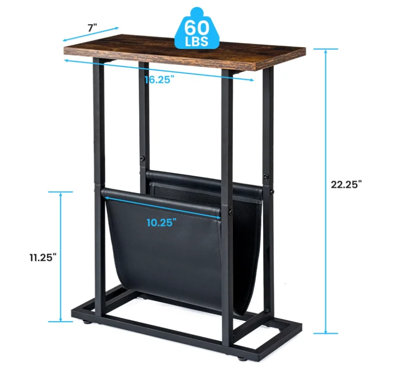 Rustic Magazine Holder Rustic Slim Little Thin Table Narrow Side Table Indoor End Table