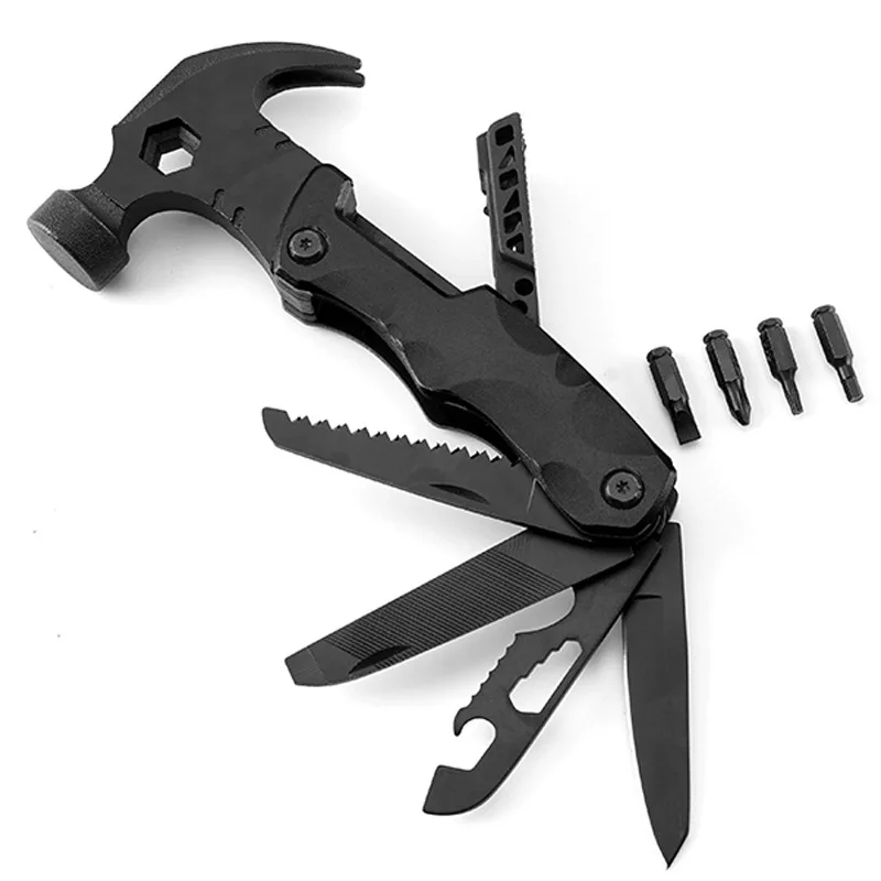Multi use survival claw hammer multitool with knife corkscrew file saw screwdriver bottle opener (1600564056768)