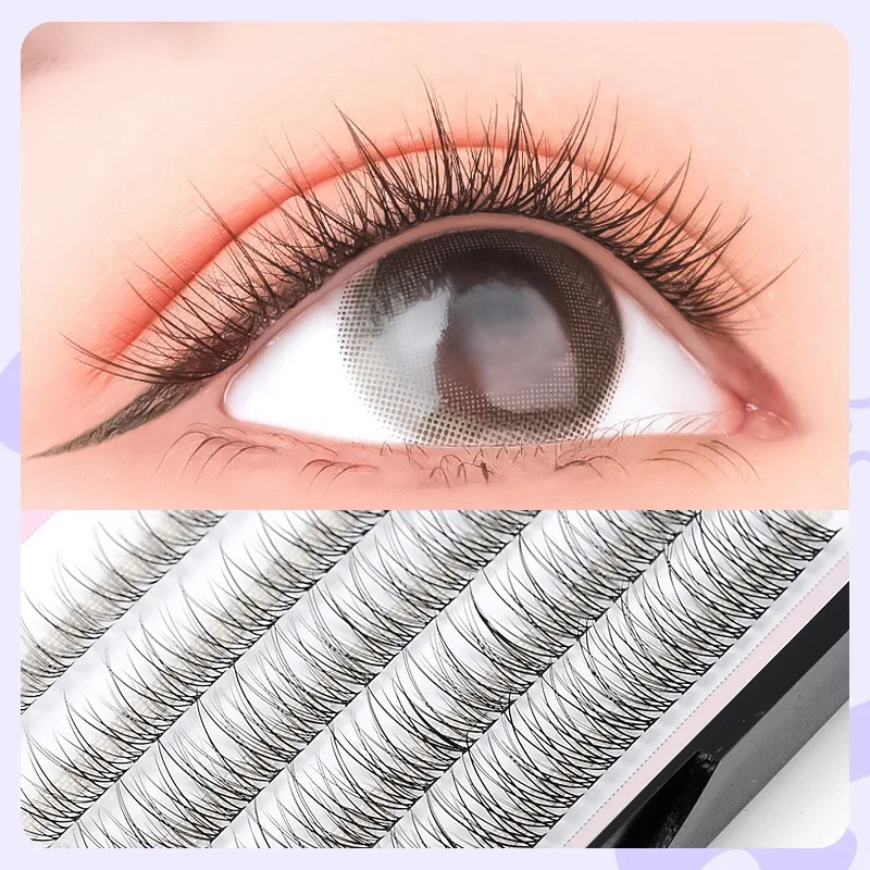 Wholesale natural long thick soft lashes remade fans eyelashes A Y W YY Shape fish tail eyelash extension