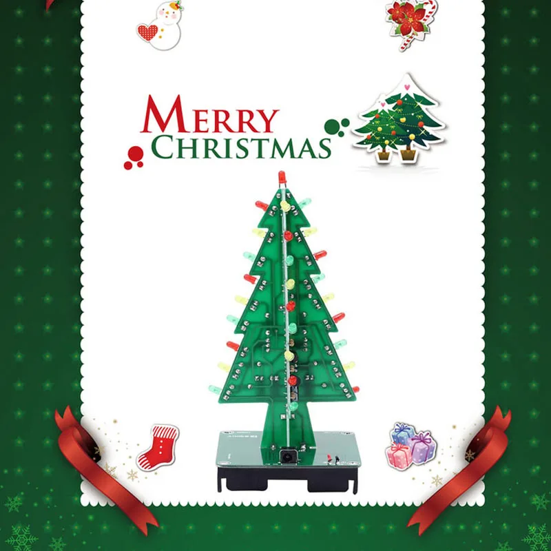 3d Christmas Tree Diy Soldering Kits Xmas Electronic Assemble Kit 3 Color Flashing Led Circuit Pcb Solder Tool Science Experim