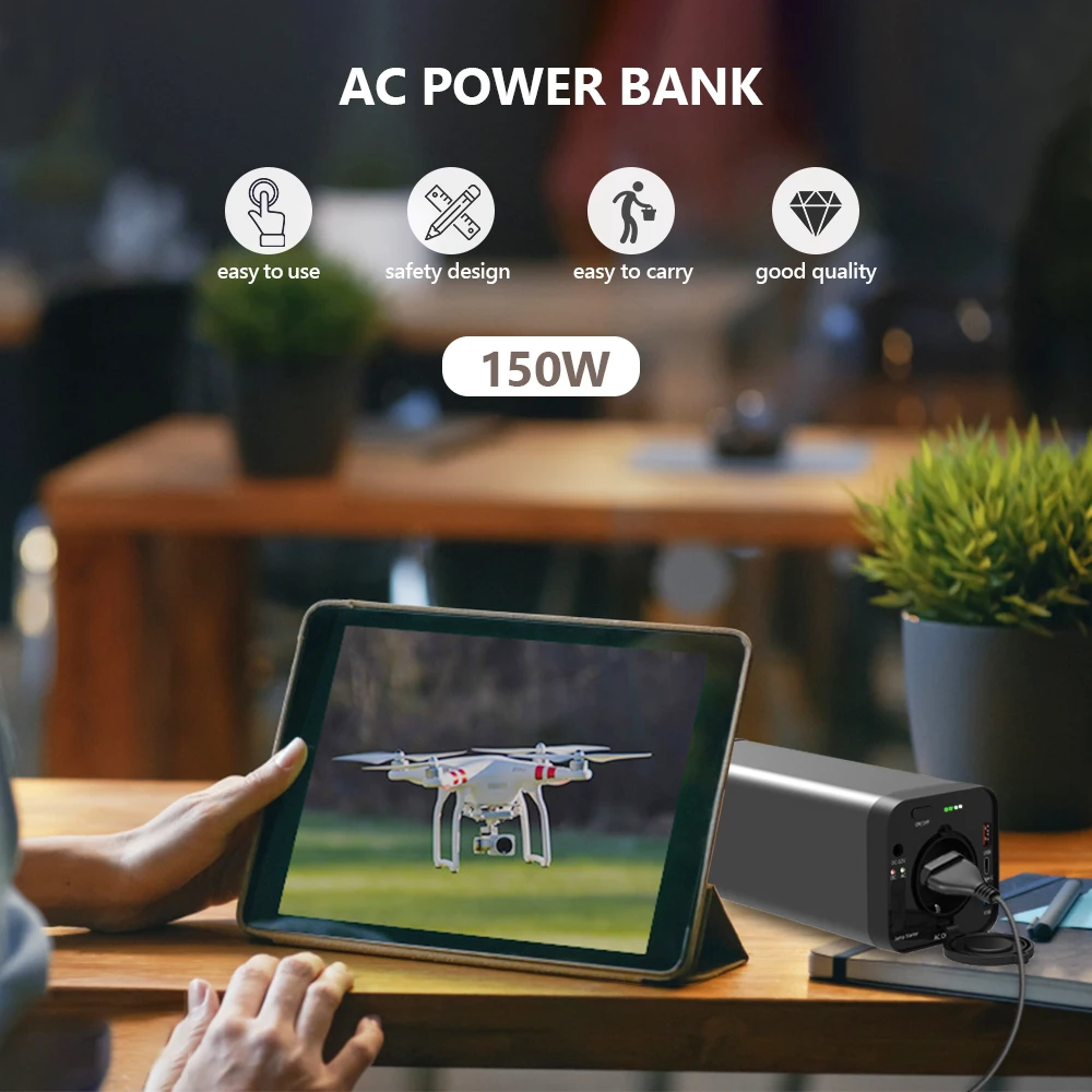 All power 150WH 3.7V 40800mAh travel Laptops portable 220V 110V 150W AC Power Station Bank