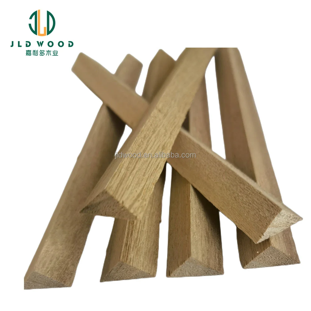 Triangle wooden strips timber battens chamfer strip building interior decoration for construction