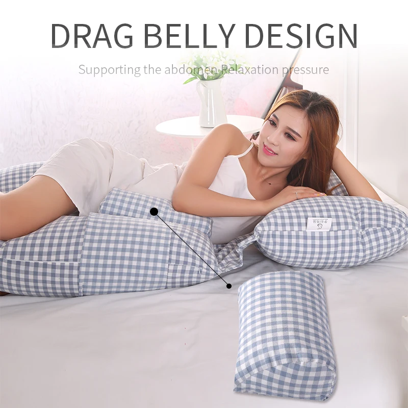 High Thread Counts Pregnancy Pillow Mother Skin Friendly Sleep Hug Pillow, Body Support Maternity Wedge Pillow