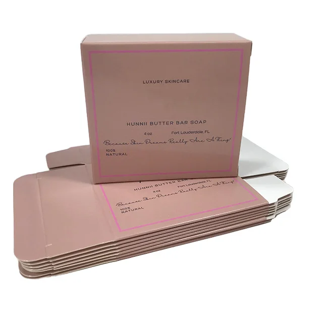 Small Pink Coconut Soap Box for Packaging Customized Eco Folding Coated Paper Soap Cartons with Glossy Lamination for Shipping