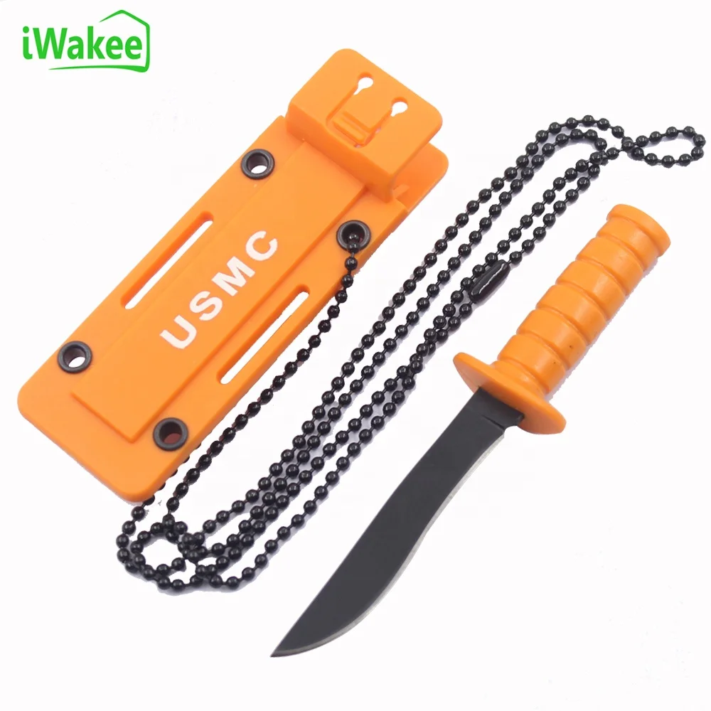 Mini ka bar style Fixed Blade Tactical Neck Knife with ABS Sheath and Ball Chain for outdoor camping hunting edc