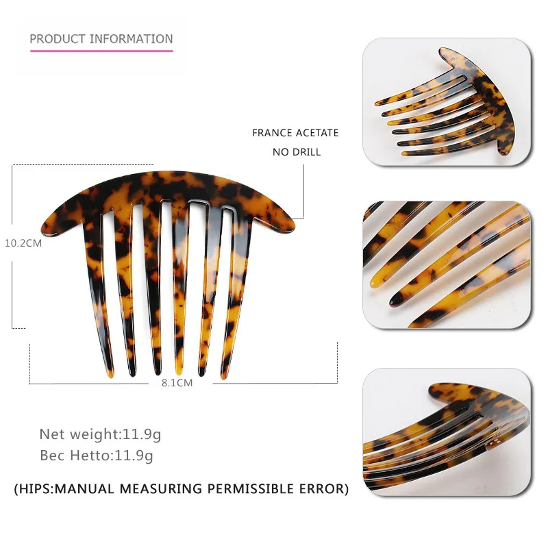 Cellulose Acetate Portable Marble Wide Tooth Anti Static Detangling Hair Comb