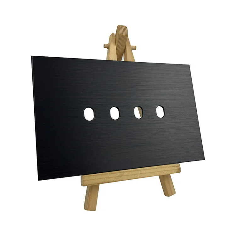 Customized Stamped Metal Plate Black Brushed Round Hole Aluminum Sheet For Switch Panel