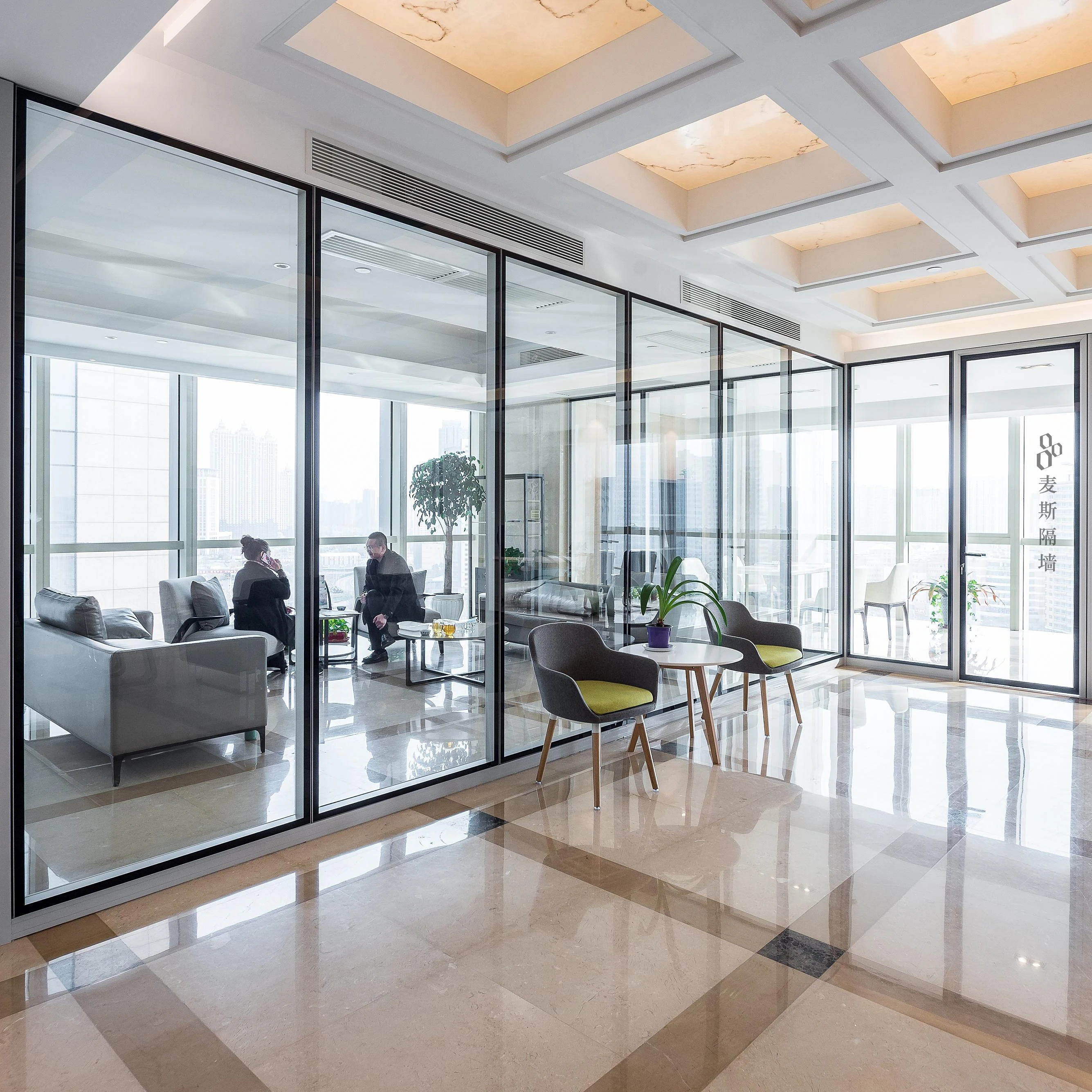 Modular shipping walls fixing panels acoustical cubicle office home internal partition system visible frame double glass wall