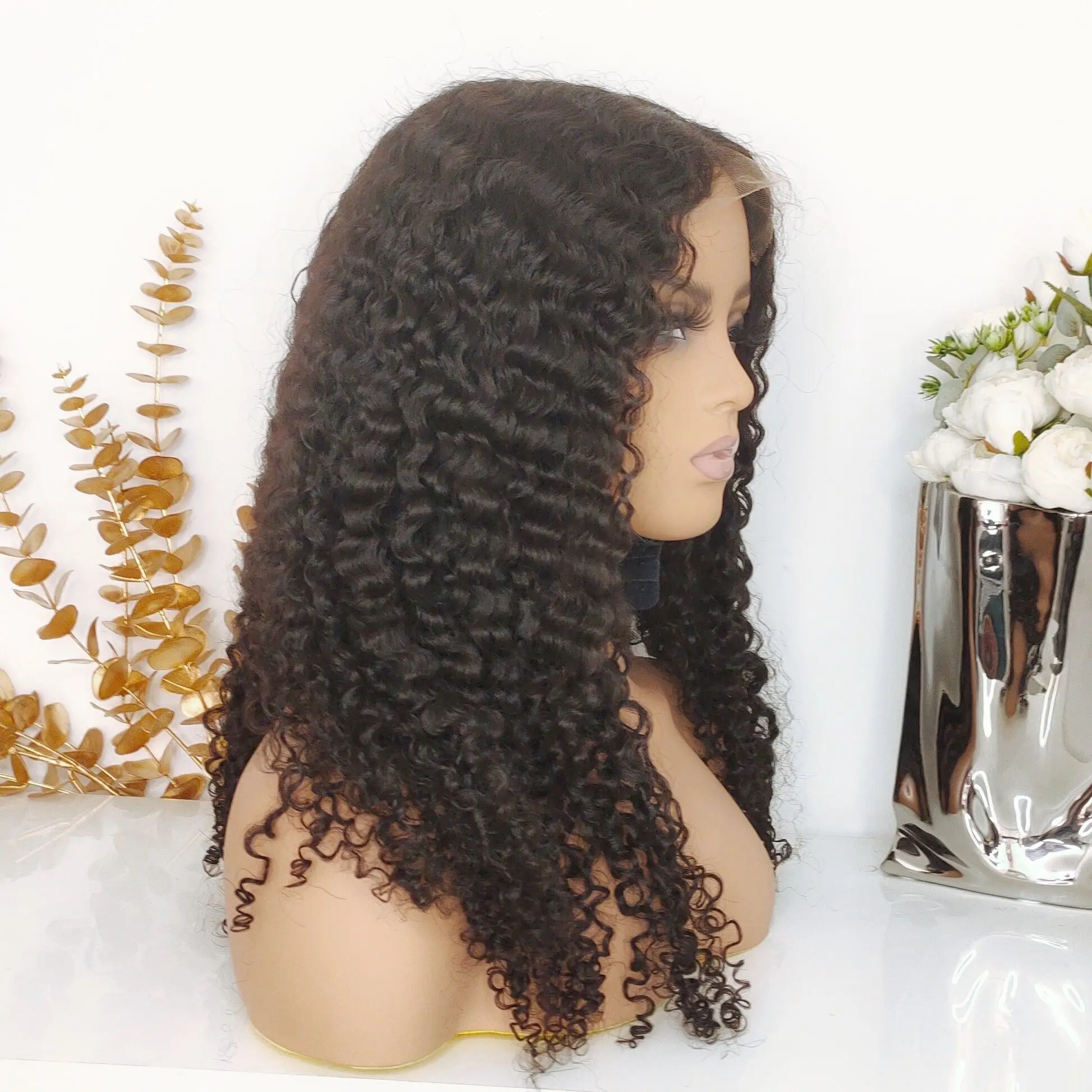 High Density 180% Cambodian Kinky Curly Wig, Hot Selling Human Virgin Raw Cambodian 3b Soft Kinky Curly 13x4 13x6 HD Lace Wig