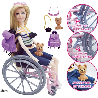 11,5 дюймов Подарочная кукла для принцессы с прямыми светлыми волосами с инвалидной коляской и платьем с аксессуарами