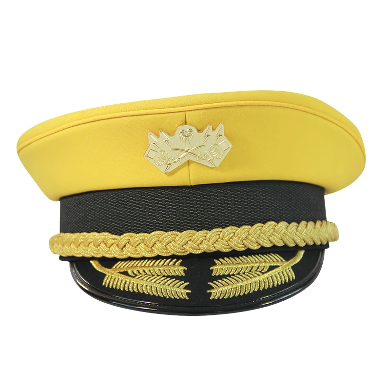 Custom police pilot uniform hat police peaked military officer hat Embroidery Cap Gold Silver Bullion Wire Military