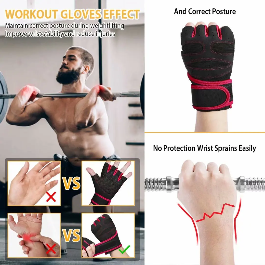 Half Finger Silicone Printing Palm Firm Grip Weight Lifting Gloves guantes de gym