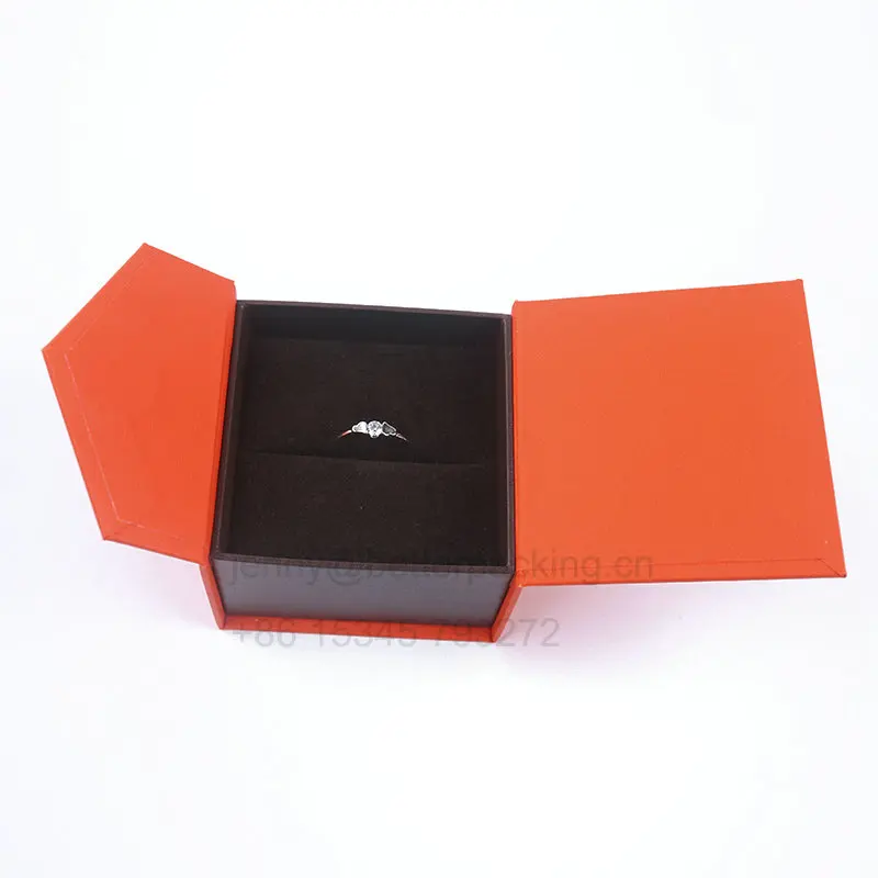 
Custom Orange Book Magnetic Gift Packaging Cardboard Jewellery Ring Box 