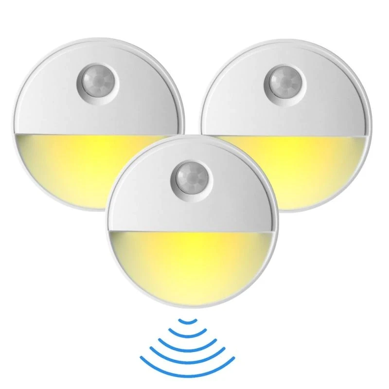 Round LED Night Light Mini Light Sensor Control Nightlight Lamp Living Room Bedroom Lighting Human Body Induction Wall Lamp