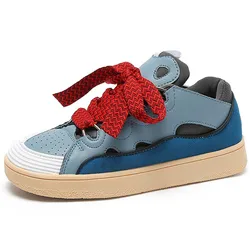 Qiyao New Style Fashion Couple Men Women Custom Logo Lanvines Curb Big String Designer Skateboard Sneakers Casual Shoes