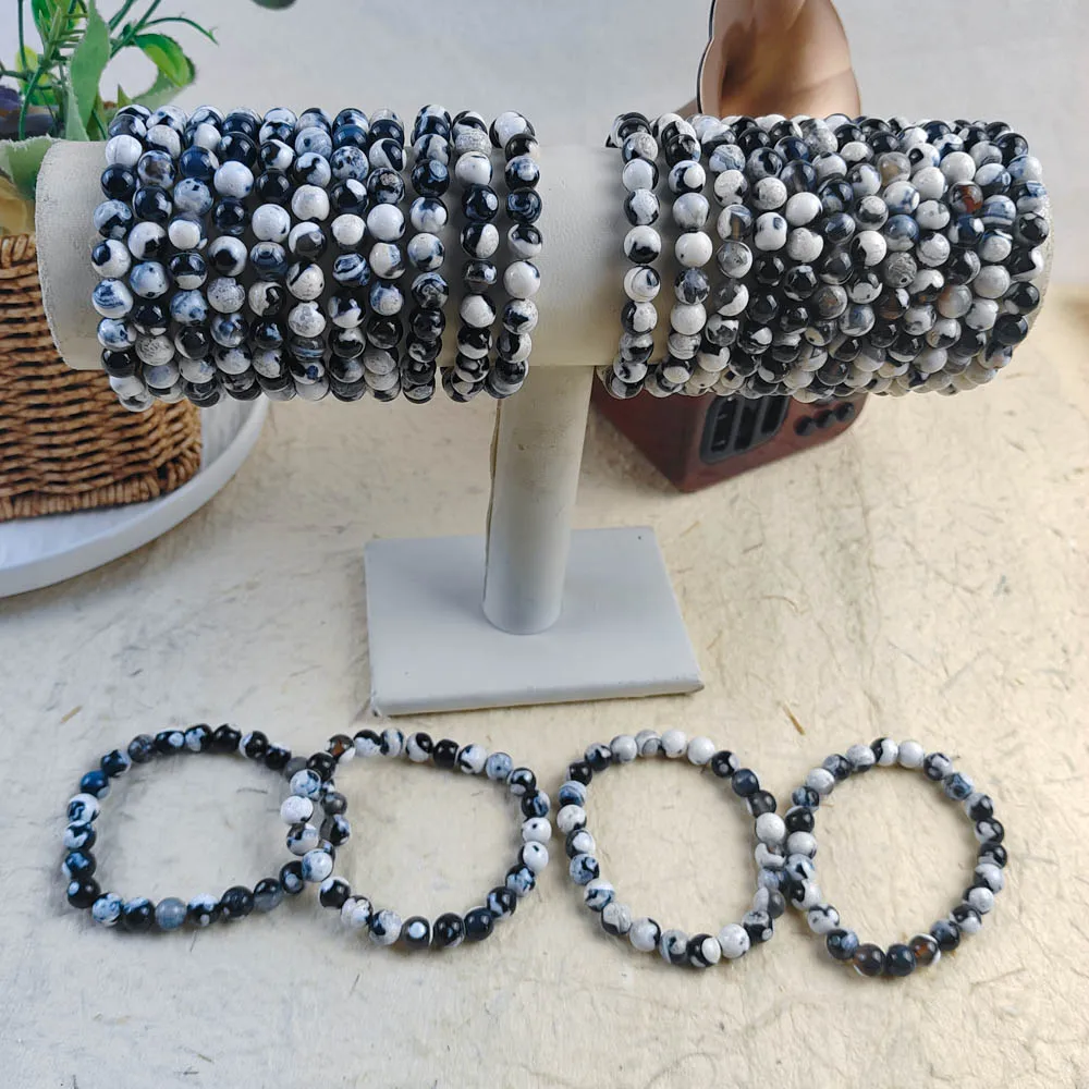 Hot Sale Carved 8 mm Crystal Beads Bracelet Flower Agates Shiny Orca Agate Bracelets For Women Gift