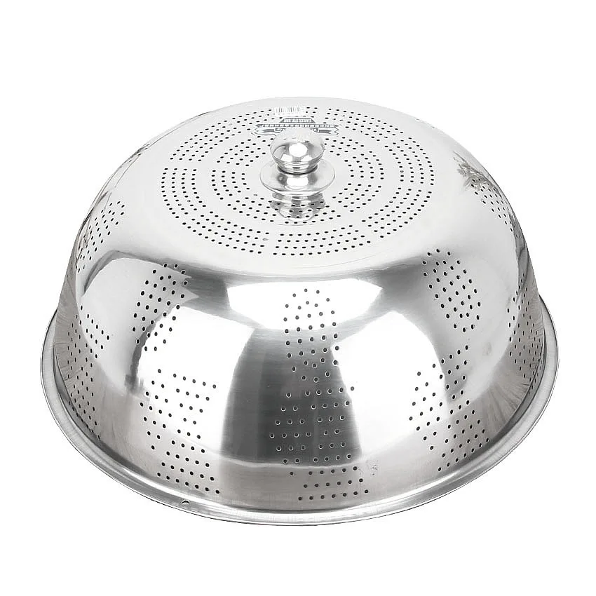Stainless Steel Cooking Pot Lid Metal Dome Dish Plate Food Cover with Holes Kitchen Accessories for Home and Restaurant Use