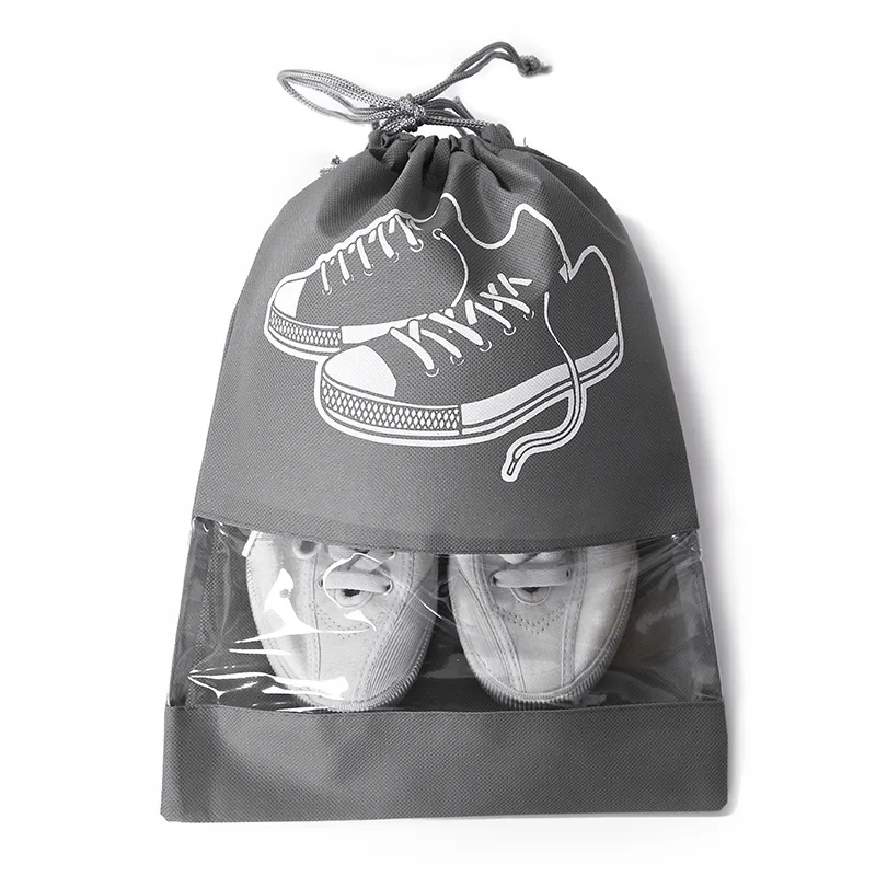 Wholesale dust bag pouch custom branded drawstring slippers bag see through