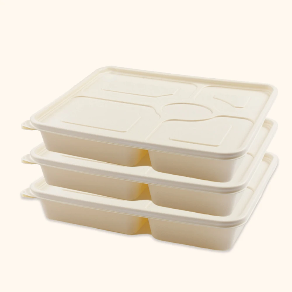Newest Hot Sale Food Grade Cornstarch Lunch Box Disposable Take Out Packaging Environmentally Friendly Meal Food Box Cake Box KS