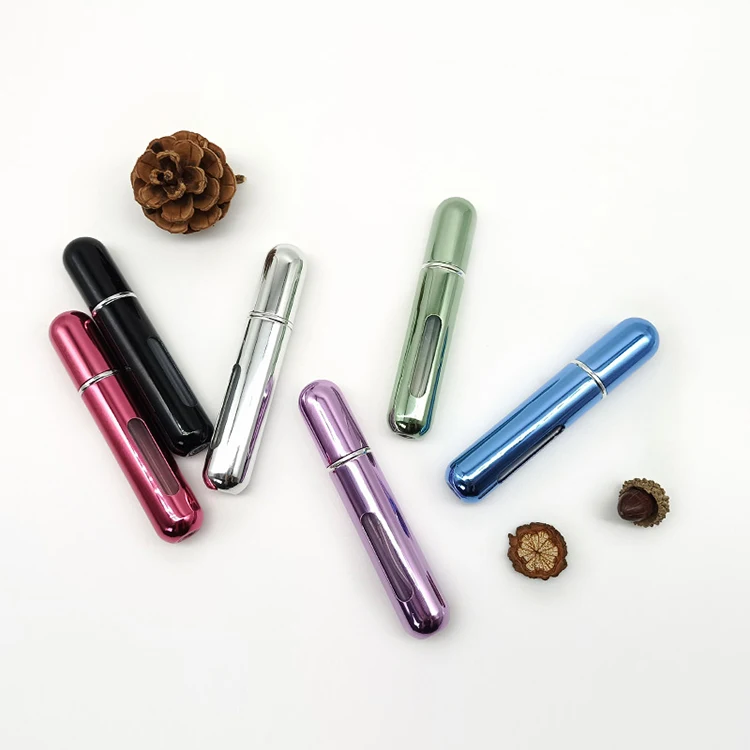 wholesale custom small refill perfume pocket bottle spray atomizer premium reusable 10ml aluminum perfume bottle filling