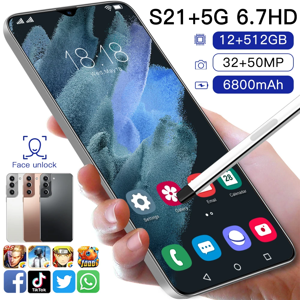 S21 + 5G ip sam мобильный телефон 2 sim 512 Гб 6 7-дюймовый экран смартфон 4G 6G 8G 12G быстрая зарядка