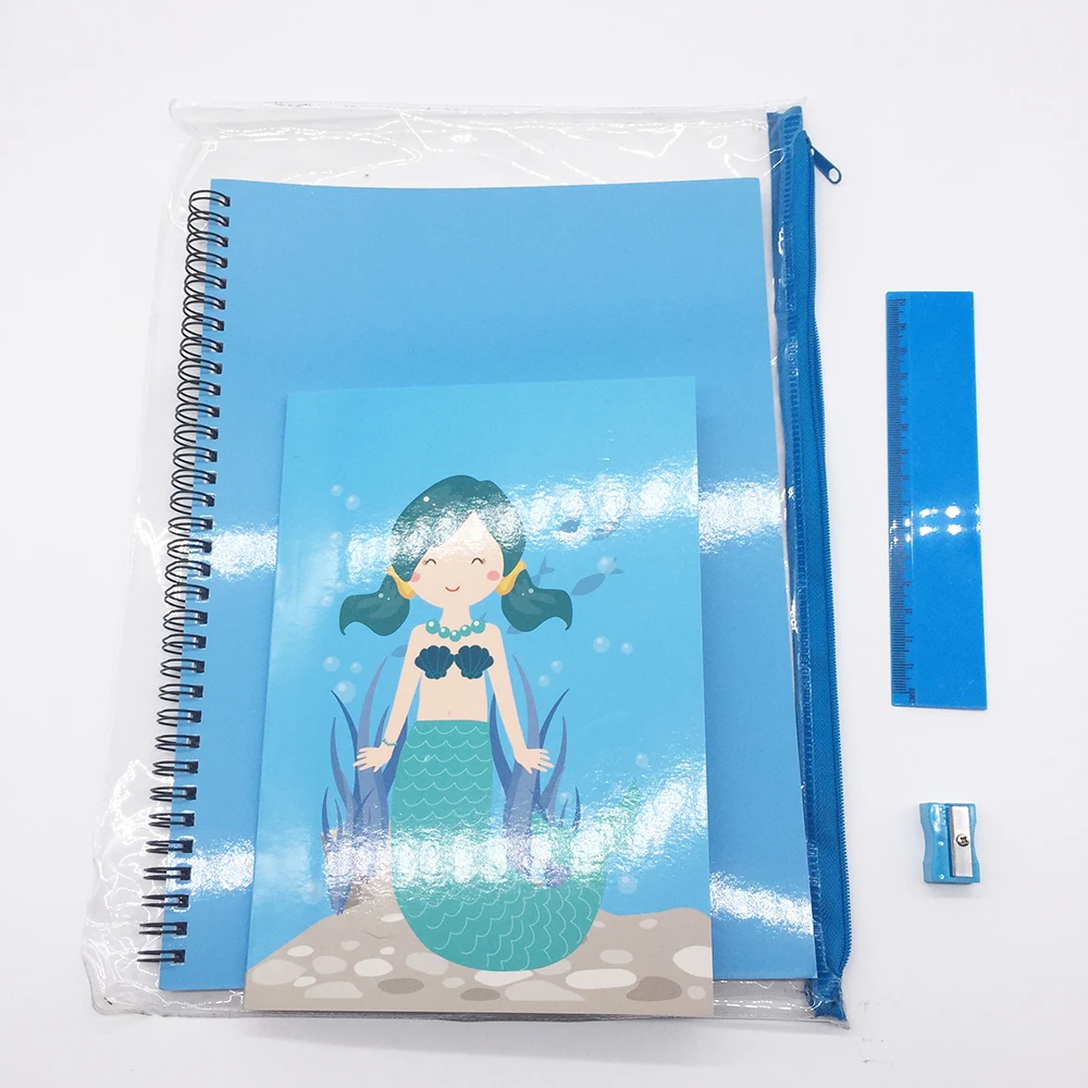 Custom Wholesale Notebook Lovely Carton Styles Ruler Sharpener School Stationery Set