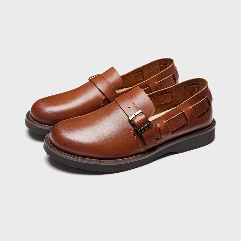 Formal Handmade Dress Shoes Loafer Shoes Loafers Buckle Strap Monk Strap Shoes Cow Leather Men GENUINE Leather Male Rubber 37-44