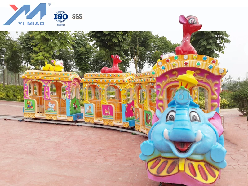 Whole sale  funfair amusement park outdoors  elephant cartoon Tourist train on track for adult children