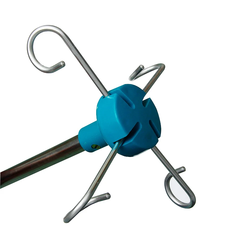 
Hospital 5 legs mobile universal wheel with brake stainless steel base infusion/IV pole drip stand 4 hooks 