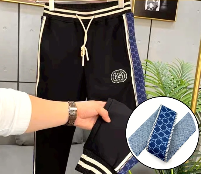 5CM High Quality Wholesale Custom Jacquard Polyester Woven Webbing Knitted Tape for Pant Side Garment