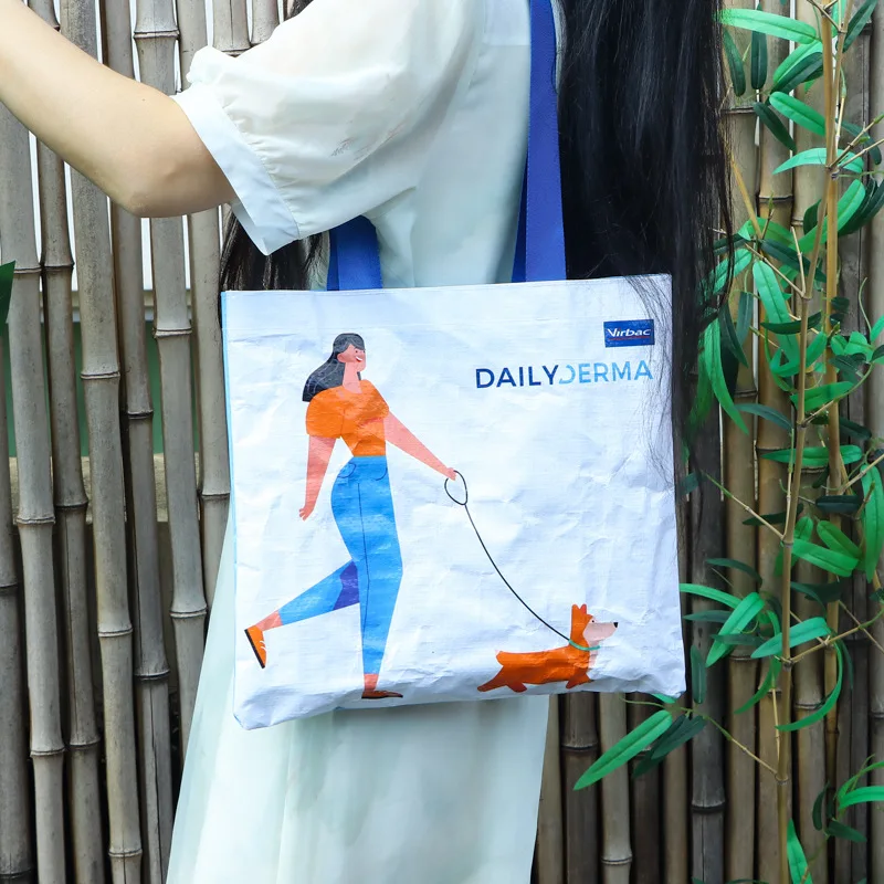 Coated hand woven bag color printing bag for clothing shopping bag PP woven material