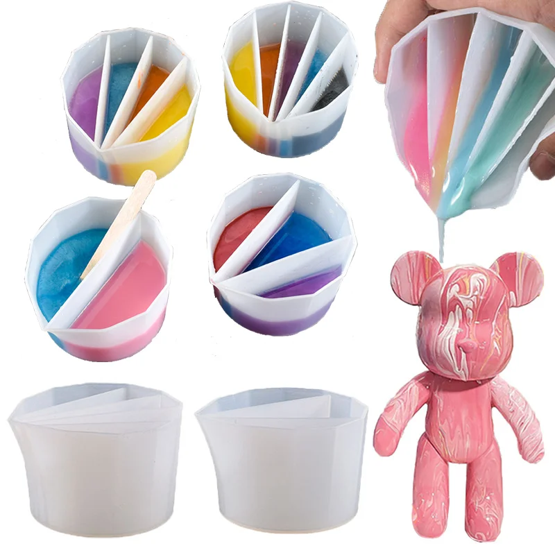 Силиконовая смола чашка для смешивания распределительная сделай сам УФ цветов жидкая измерения изготовление ювелирных изделий силиконовые чашки