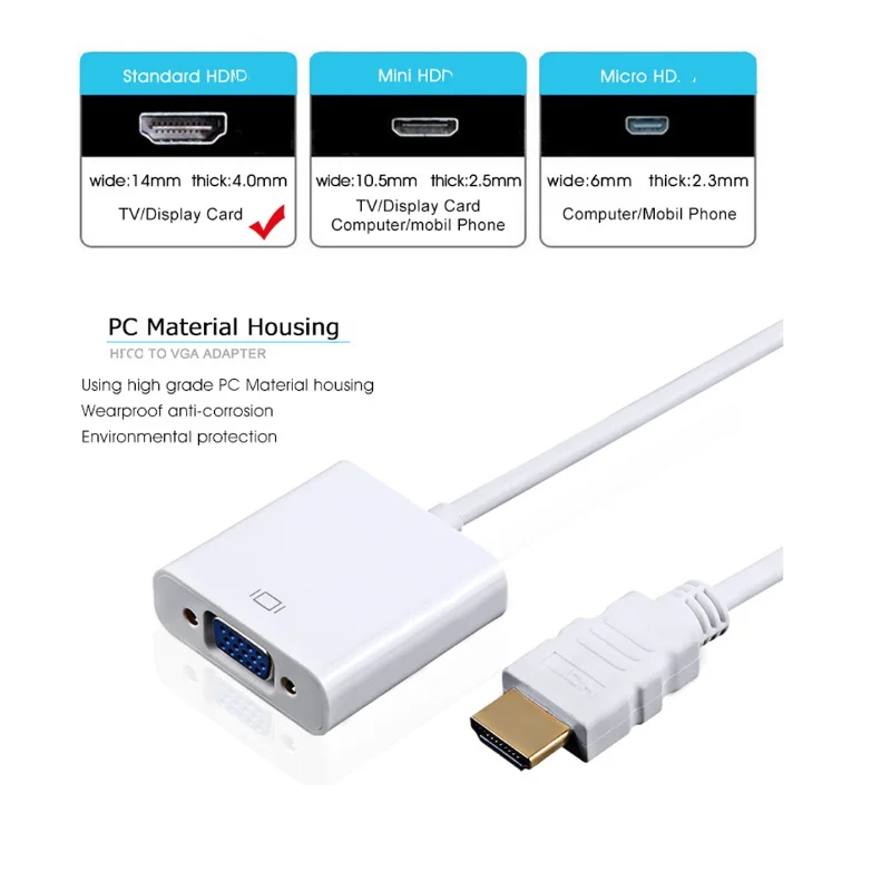 HD To VGA Adapter Converter Cable HD Male TO VGA Female 1080P Without Audio Convertor