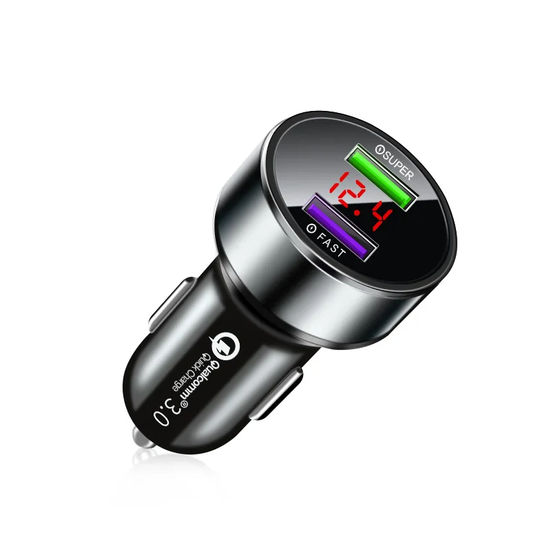 12V qc3.0 adapter dual fast smart electric battery phone usb car mount charger
