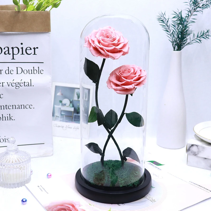 Eternal Rose Preserved Flower Luxury Novelty Gift Valentines Day Real Touch Wholesale Red Preserved Forever Roses in Dome Glass