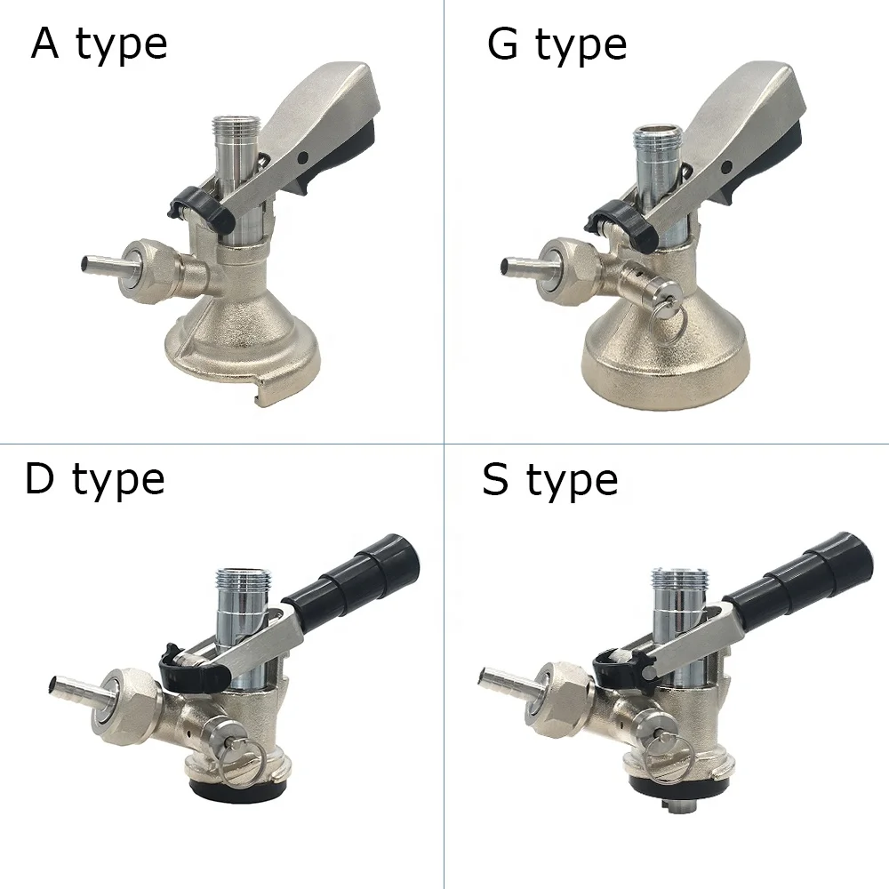 D Type Brass Beer Keg Coupler with 304 Stainless Steel Probe