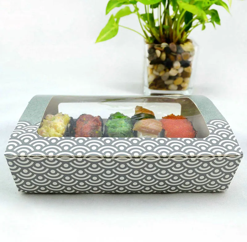 Wholesale Custom Logo Donut Dessert Puff Biodegradable Packaging Box Bakery Sushi Cake Paper Packaging Fast Food Delivery Box