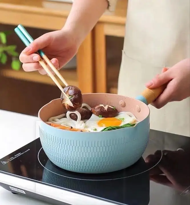 Высококачественная Бытовая кухонная утварь с деревянной ручкой антипригарная сковорода наборы посуды из углеродистой