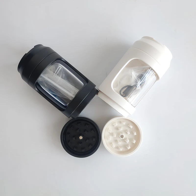 Factory Wholesale Price Custom Led Glass Jar Plastic Light-Up Magnifying Storage Jar With Grinder Glow Glowing Jar