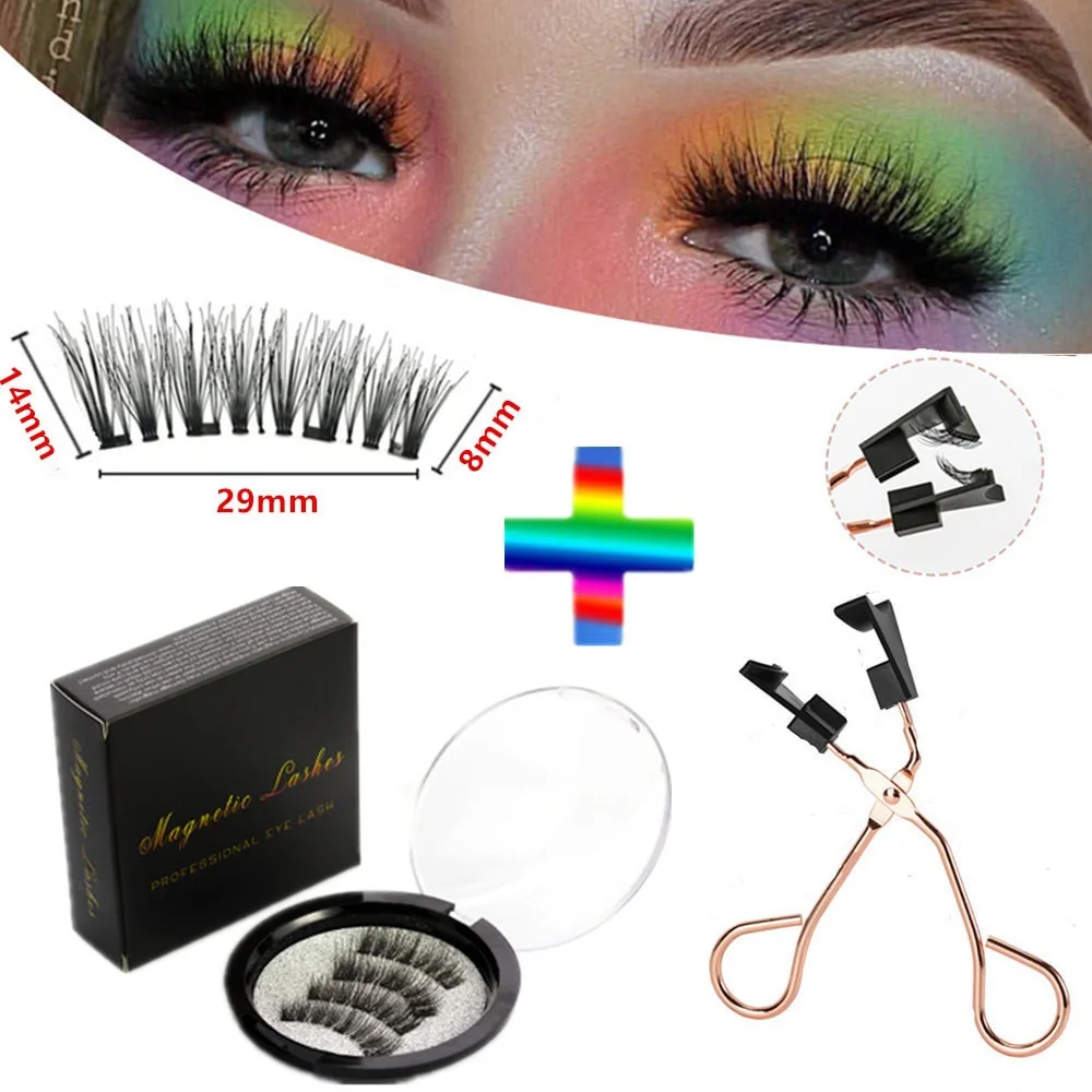 3D magnetic eyelashes With 4 Magnets handmade makeup faux cils magnetic extended false eyelashes reusable magnetic lashes 2022