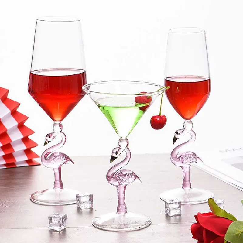 Hot Selling Special Design Flamingo Shape Decorative Home bar Restaurant Bordeaux Glass Wine Goblet