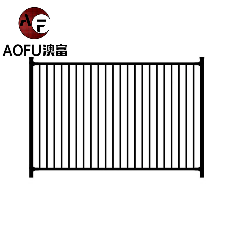 High quality 6ftx8ft wrought iron garden metal fencing galvanized steel Black square tube zinc wrought iron fence panels